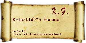Krisztián Ferenc névjegykártya