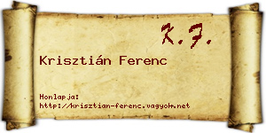 Krisztián Ferenc névjegykártya